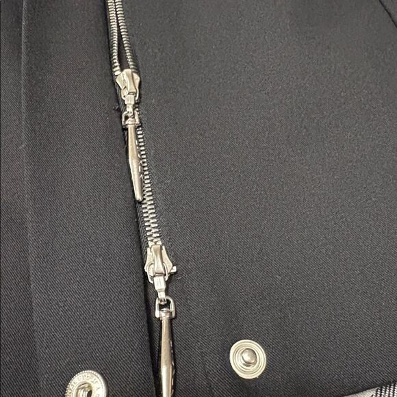 Escada Black Full Zip Lined Jacket White Removable Collar Sz 44/US Lg 12 Stretch - Picture 7 of 16